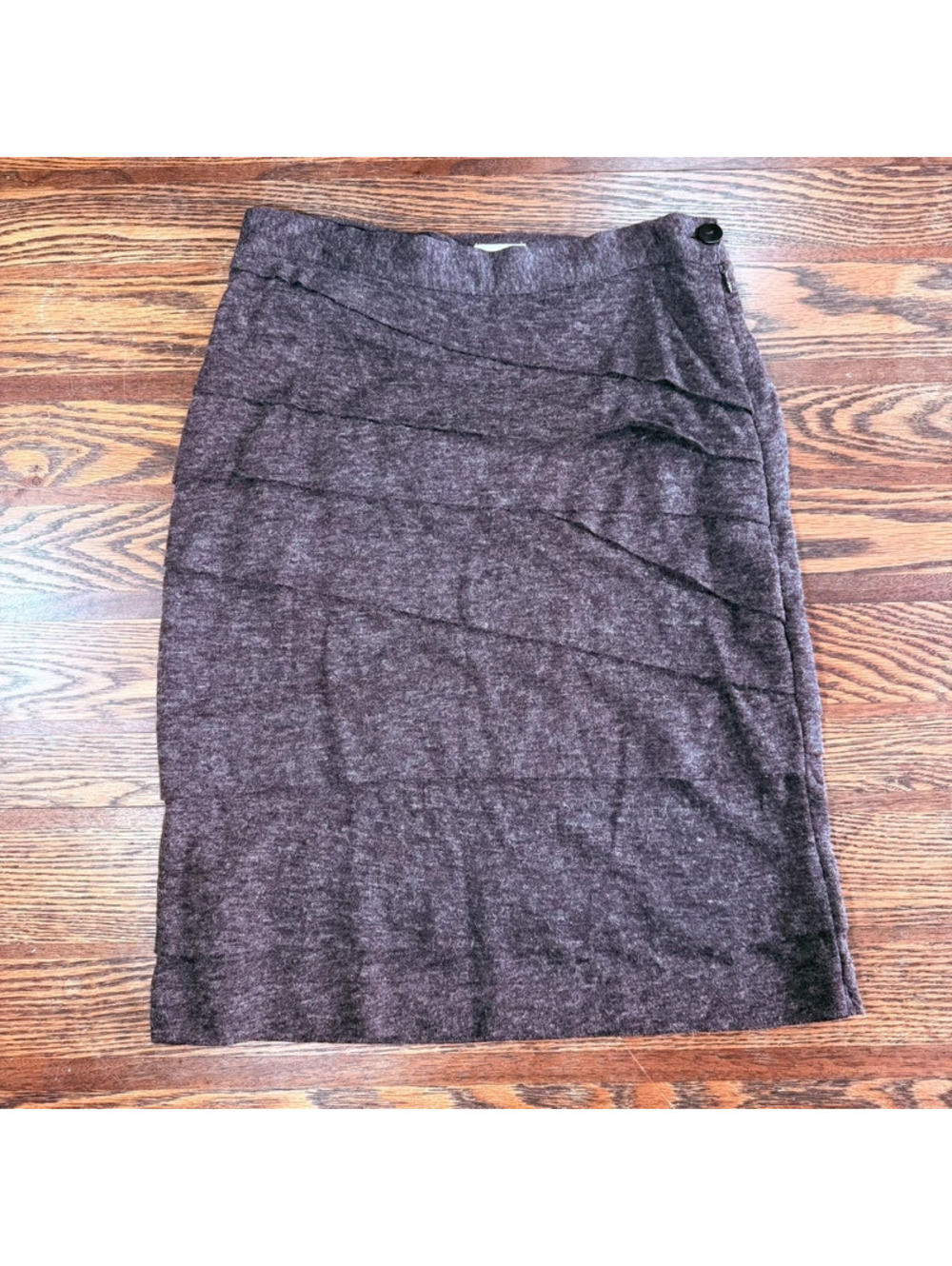Anthro Coquille Burgundy Brown Wool Blend Tiered Layered Skirt Size 6